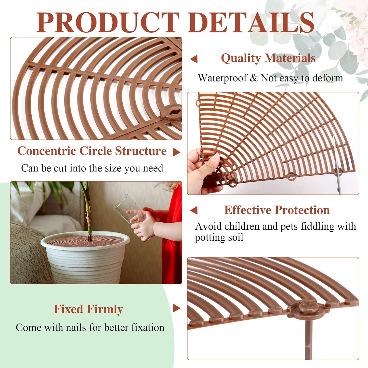 Sawysine 3 Pcs Plant Pot Cover Plant Protector from Animal Flower Pot Grid with Center Cutout Flower Cover Soil