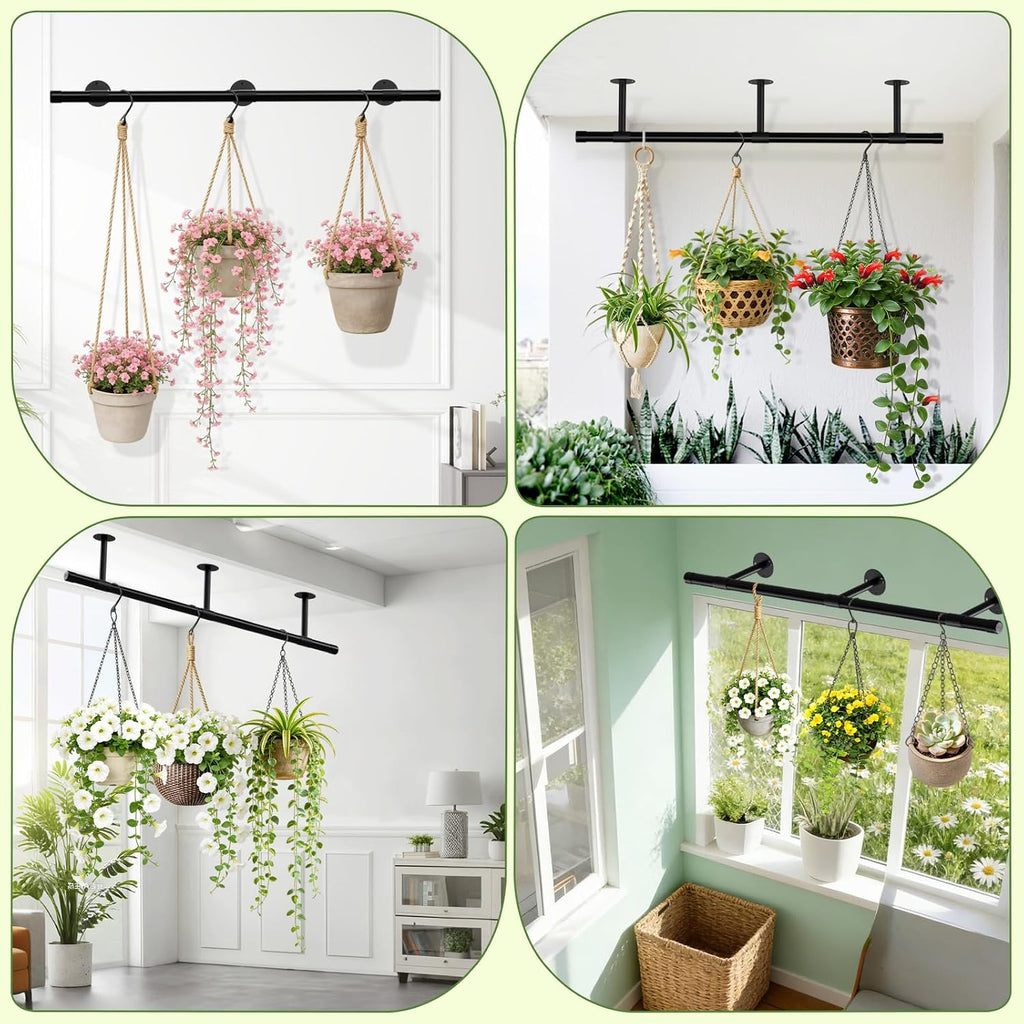 SUTINE Plant Hanging Rod, 62 Inch Plant Hanger Indoor for Window Ceiling, Heavy Duty Hanging Planters for Indoor