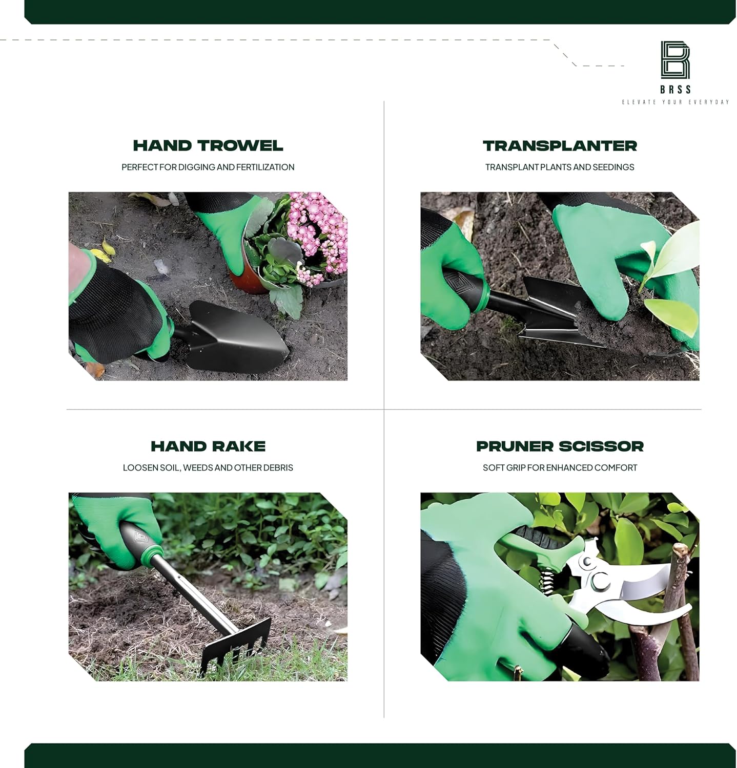 Gardening 9-Piece Heavy Duty Carbon Steel Gardening Tool Set – Rust-Proof, Ergonomic Non-Slip Handles with Durable
