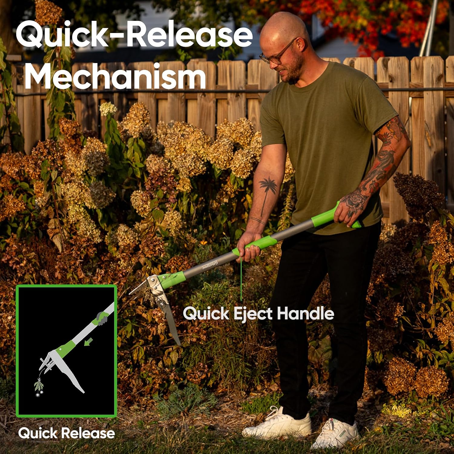 WP5 Heavy Duty Weed Puller Tool, Stand Up Dandelion Weeder with 40" Handle, 3 Claws & Fiberglass Foot Pedal, Weeding