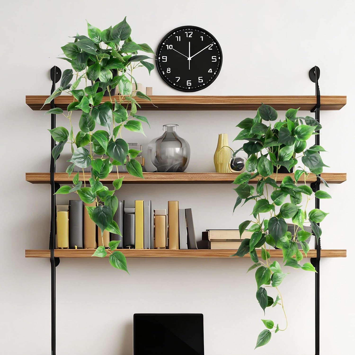 Fake Hanging Plants with Pots - Realistic Artificial Plant for Indoor Outdoor, 33In Silk Fake Potted Plants, 2PC Faux