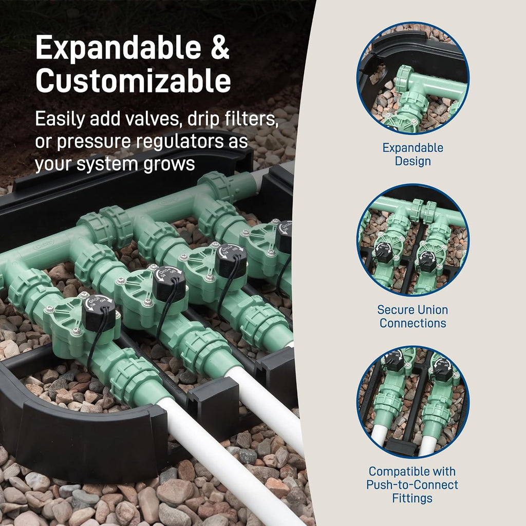 Orbit 57257 4-Valve Preassembled Sprinkler Manifold – Easy Install, Smart Controller Compatible, Works with PVC & Poly