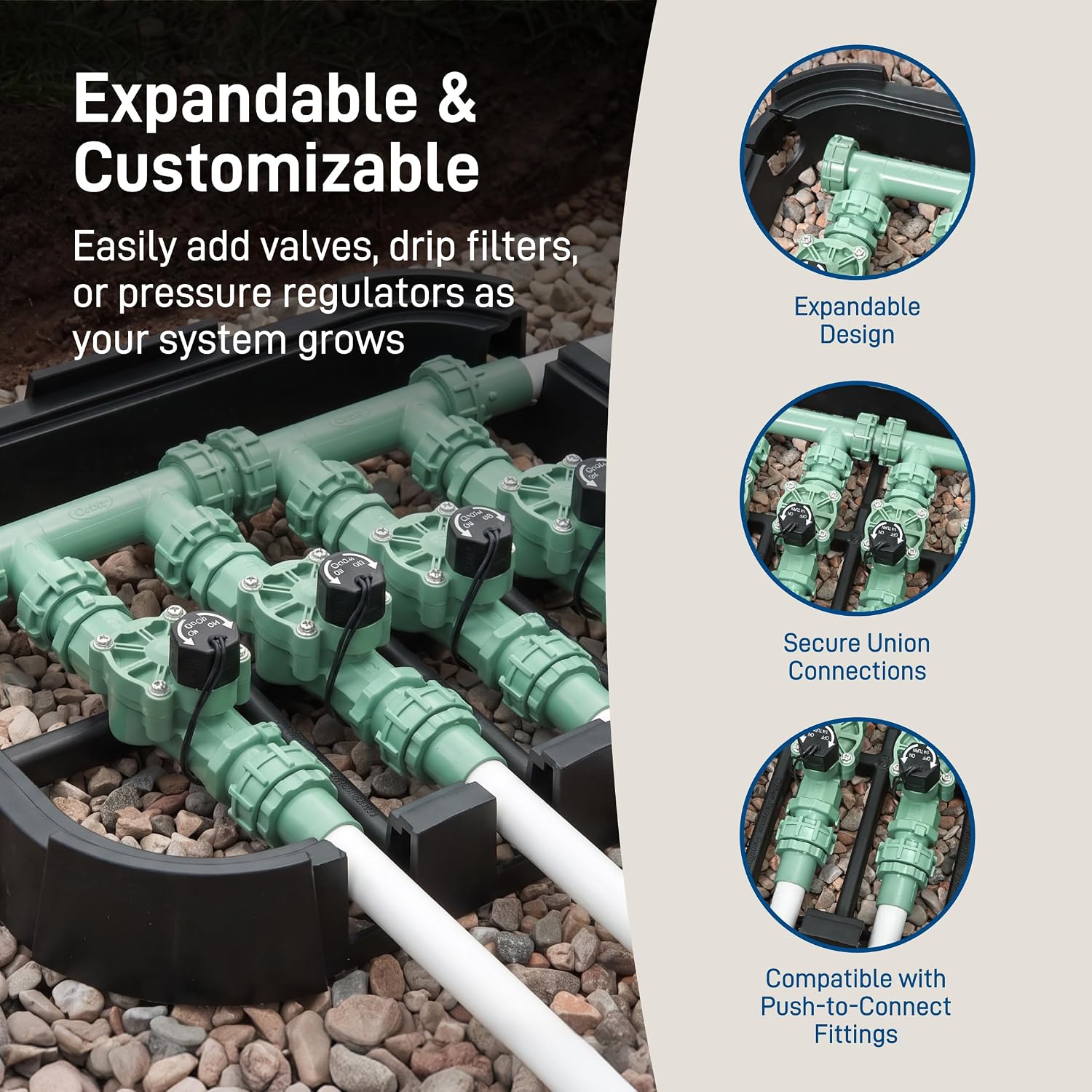 Orbit 57257 4-Valve Preassembled Sprinkler Manifold – Easy Install, Smart Controller Compatible, Works with PVC & Poly