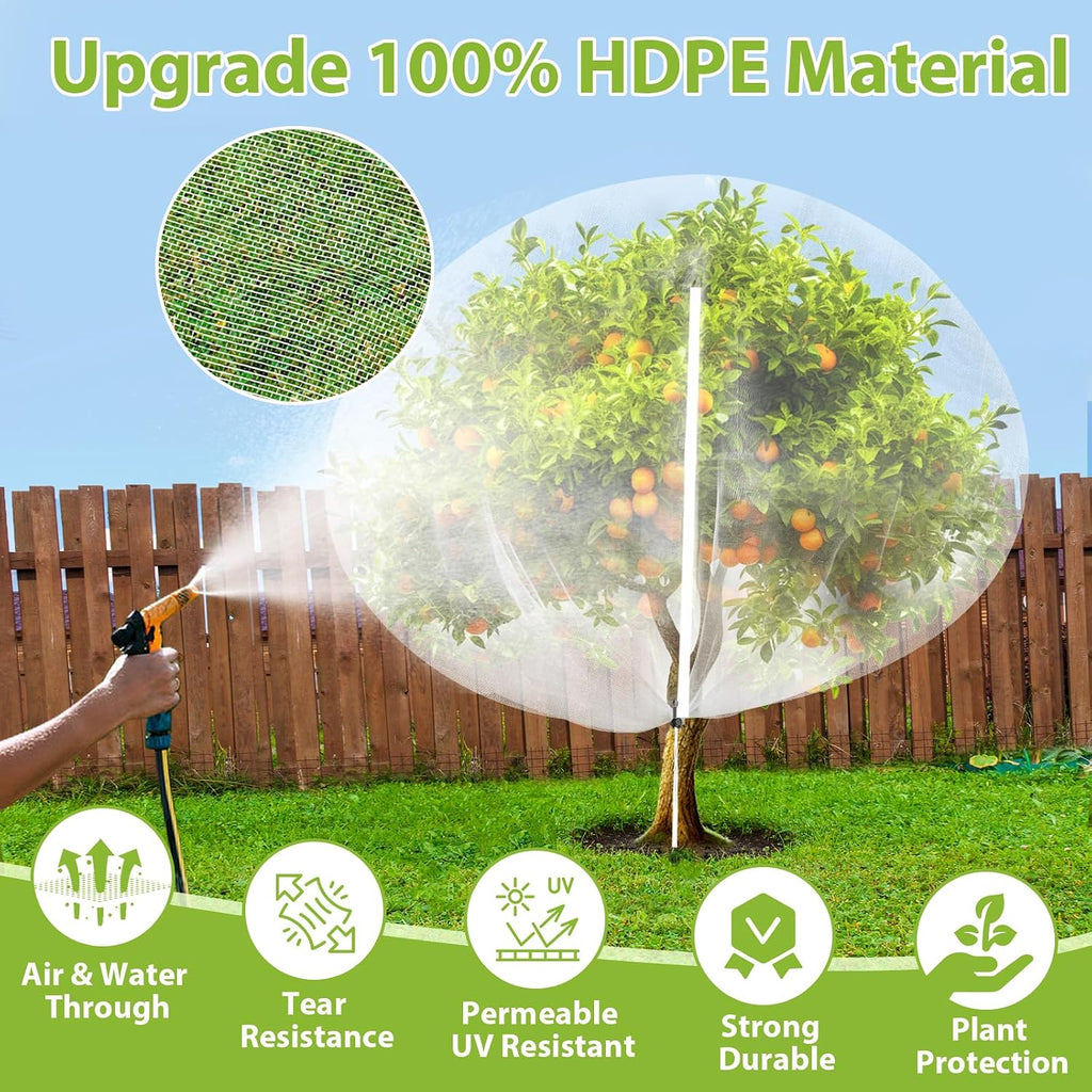 Large Fruit Tree Netting, 12X12FT Insect Garden Net, Zipper, Drawstring | Tree Net, Bird Netting, Garden Protection