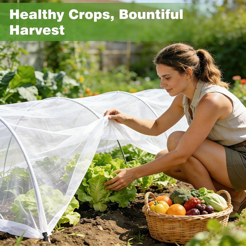 Garden Netting Pest Barrier, 10 X 50FT Insect Netting for Garden Raised Beds, Garden Mesh Netting Bug Netting Row Cover