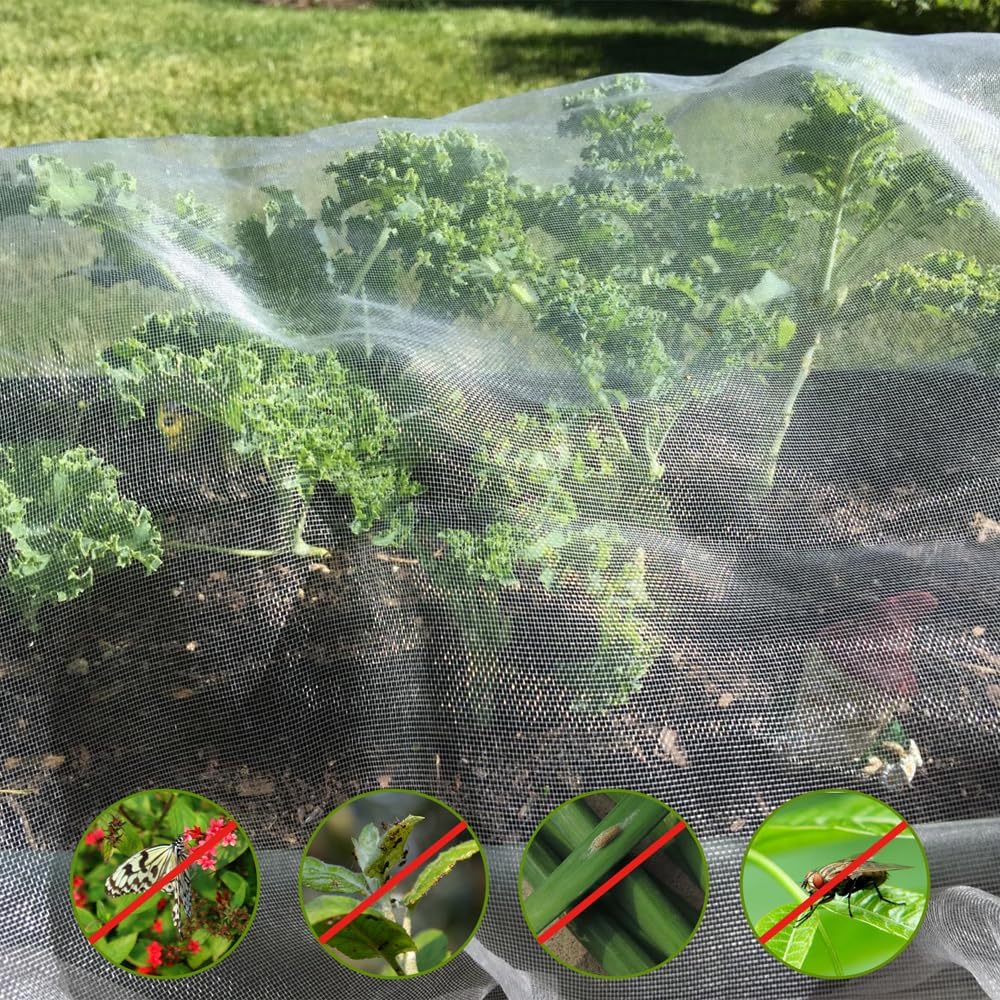 10X50 FT Garden Netting Pest Barrier, Ultra Fine Mesh | Insect Netting Plant Covers, Row Cover for Vegetables, Fruit