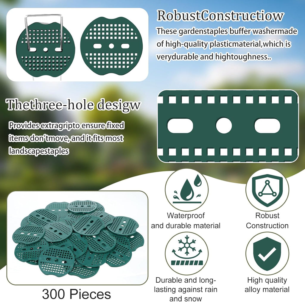 300 Pcs Landscape Staple Gasket Garden Landscape Staples Washer Pad Yard Pins Pad for Outdoor Weed Barrier Fabric Yard