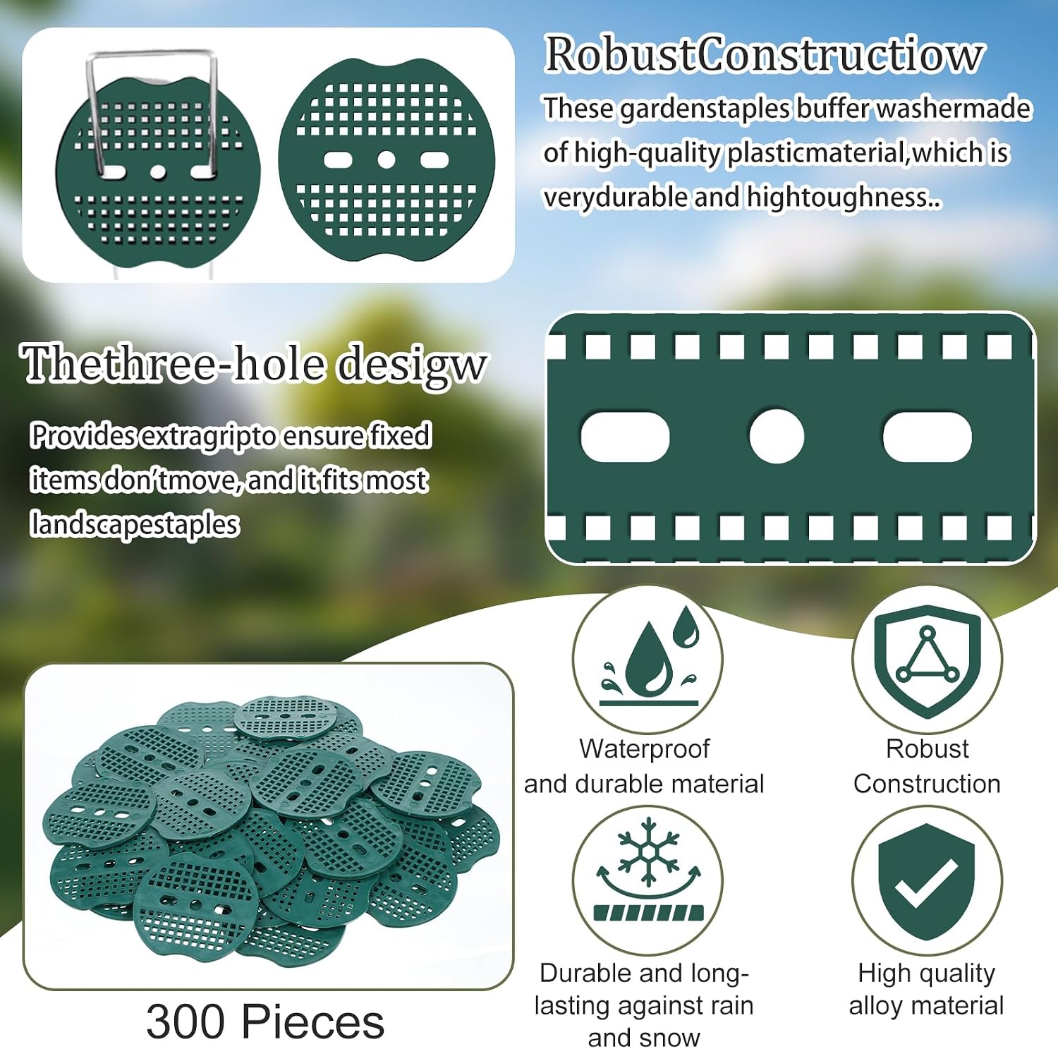 300 Pcs Landscape Staple Gasket Garden Landscape Staples Washer Pad Yard Pins Pad for Outdoor Weed Barrier Fabric Yard
