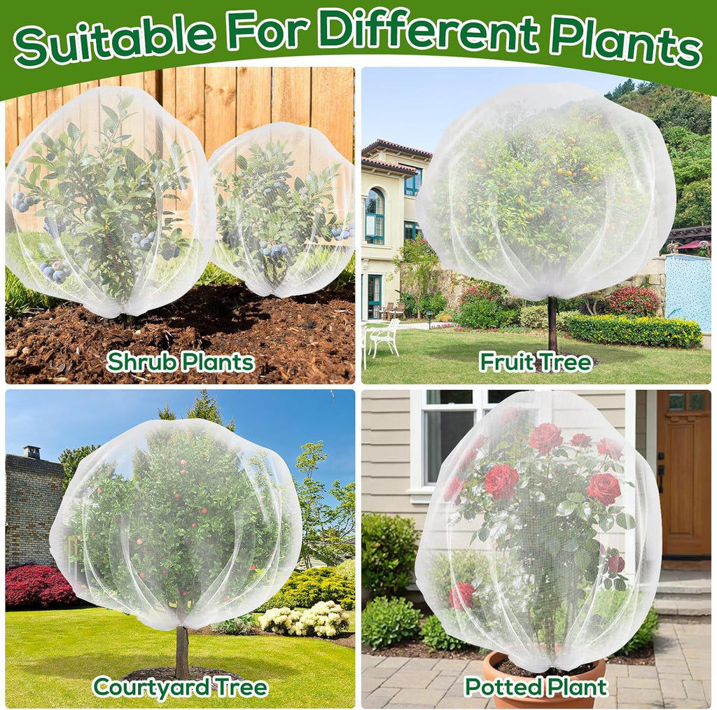 2 Pack 7 x 6 ft Fruit Tree Netting Covers with Drawstring | Ultra-Fine Mesh Garden Insect & Bird Protection Cover