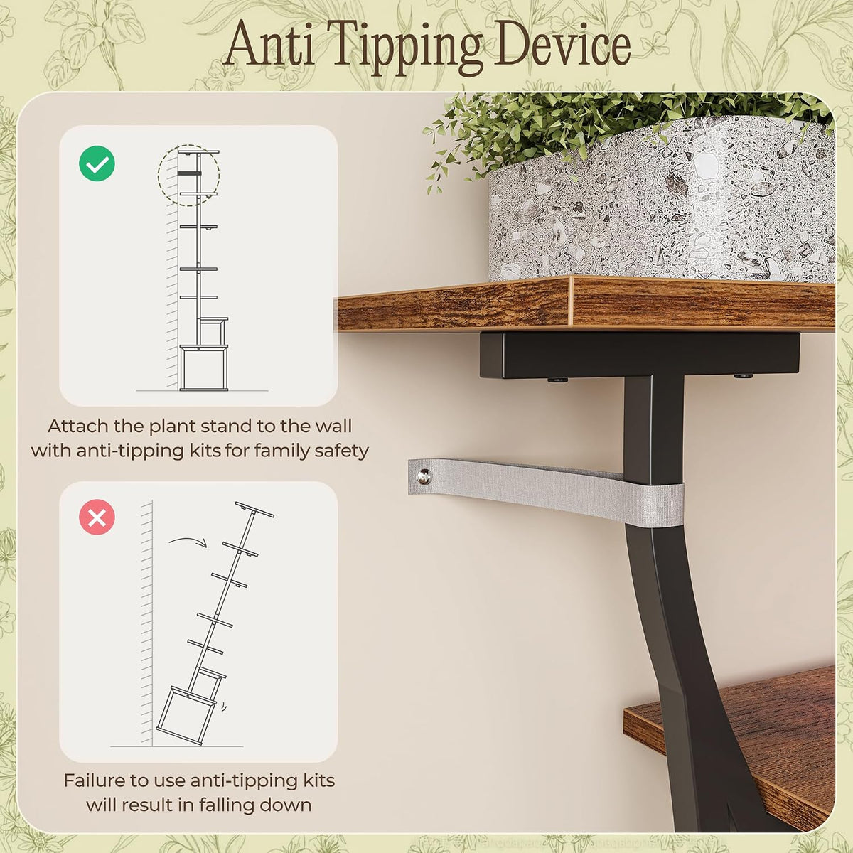 51.3 Inch Plant Stand with Grow Light, 6 Tiered Indoor Plant Shelf | Corner Plant Rack with Larger Flower Holder