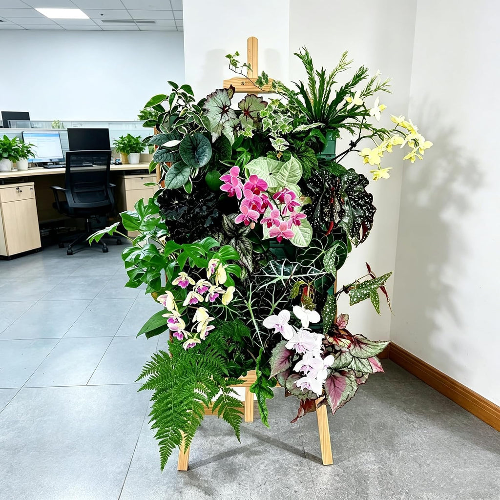 Vertical Wall Planter for Indoor Plants, Living Wall Planter System with 4 Stackable Pots, Wall Mounted Hanging