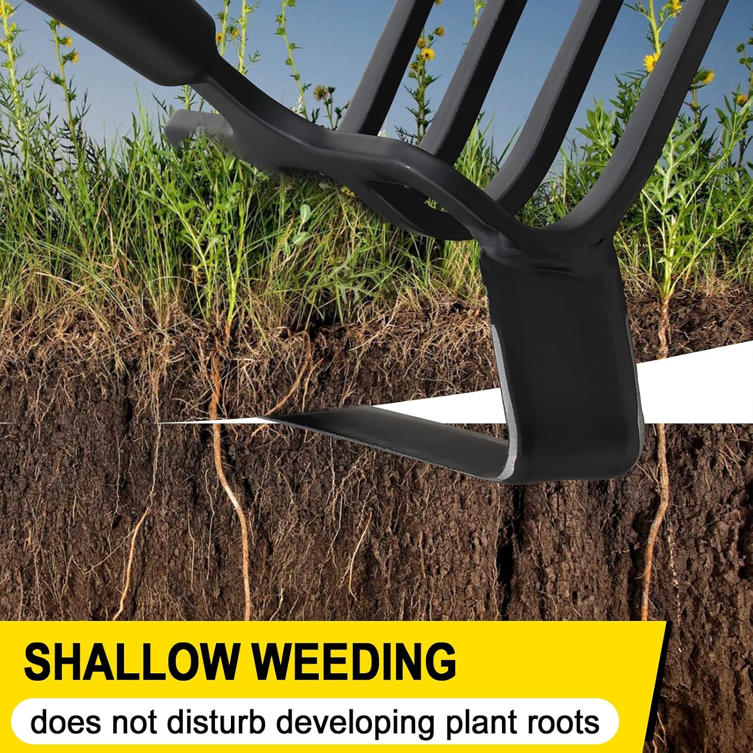 Garden Hoe, Heavy Duty Hula Hoe Garden Tool for Weeding, 62 Inch Cultivator Stirrup Hoe with Adjustable Long Handle