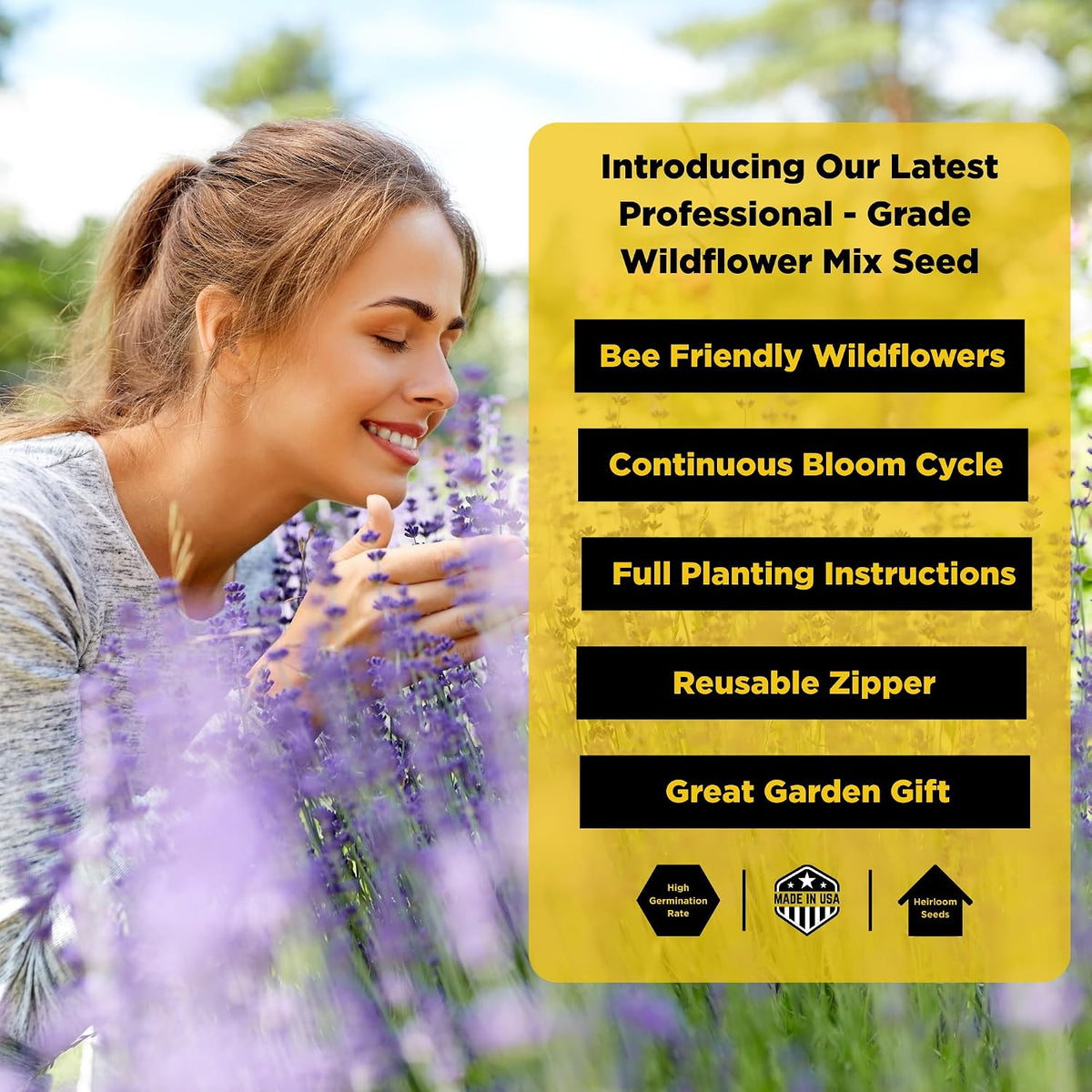 Camas Wildflower Seeds Bulk 1/4 lb – Perennial & Annual Wildflower Seed Mix for Planting Outside, Pure Seed No Fillers