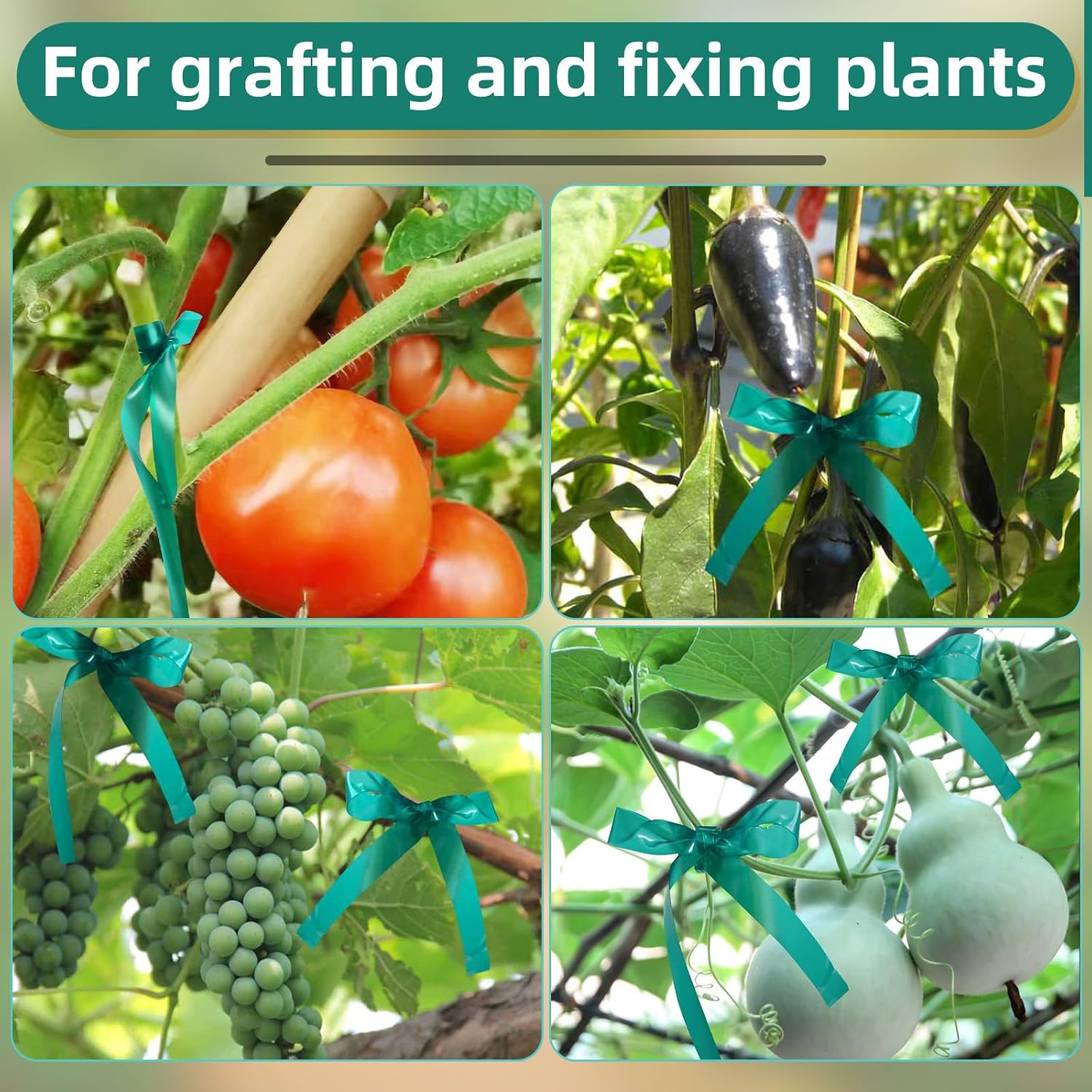 Plant Tape 10 Pack, Garden Tape and Plant Ties for Outdoor Plants, 200FT Length, 1/2 Inch Width, 180um Thickness, for