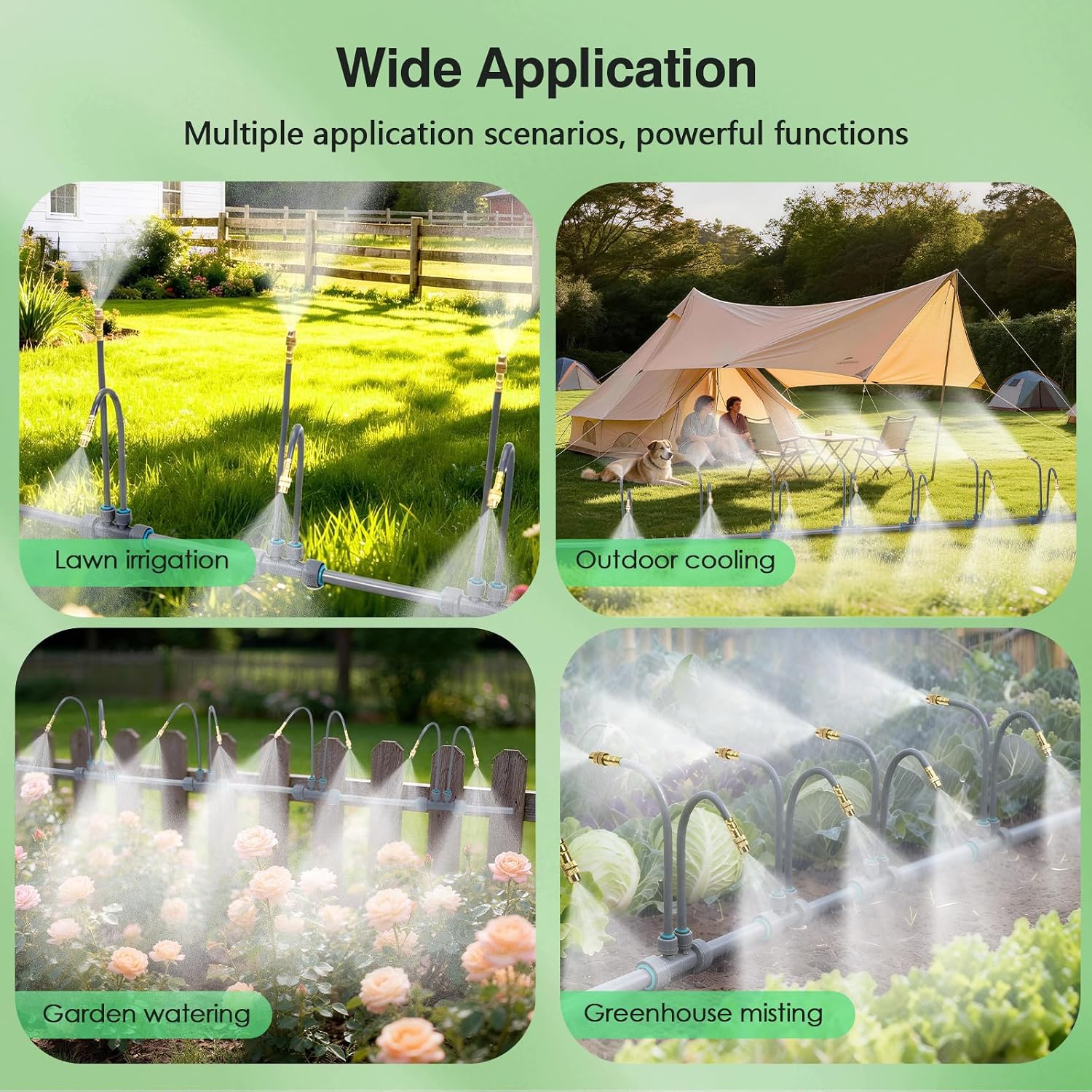 66 FT Drip Irrigation System - 360° Adjustable Garden Watering System | 40 Spray Nozzles, 2 Head, Garden Atomizing