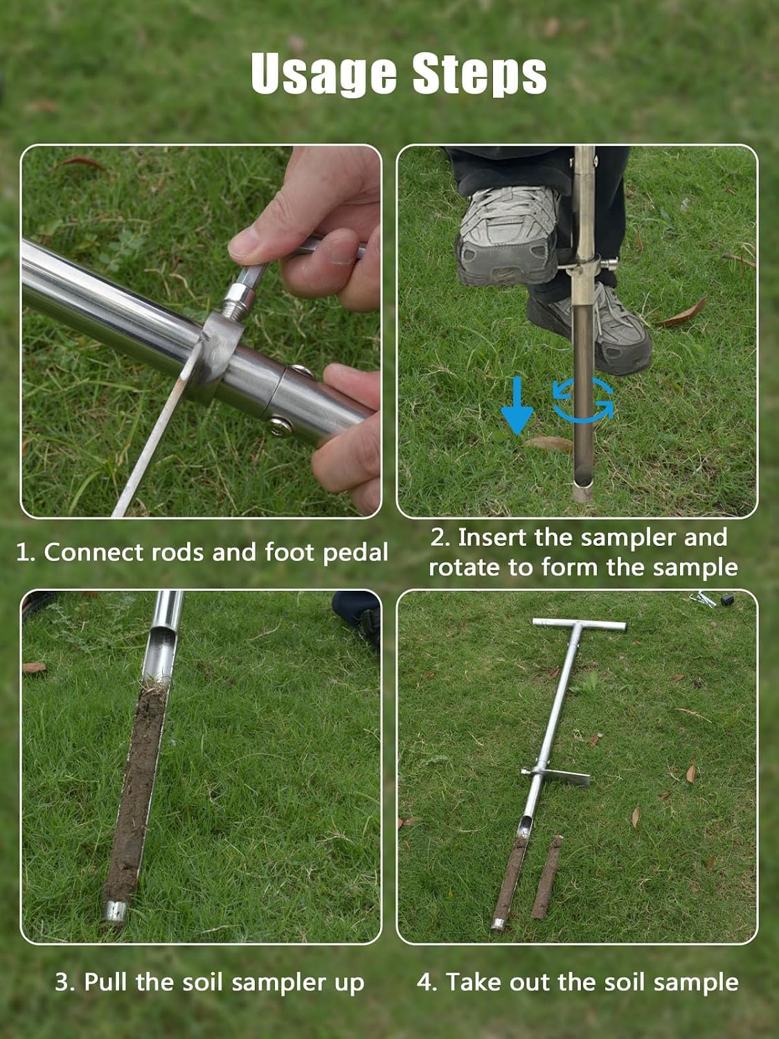 Soil Probe 36 Inches, Soil Sample Probe Stainless Steel, Soil Sampler Probes Rod for Soil Sampling, Soil Test Kit for