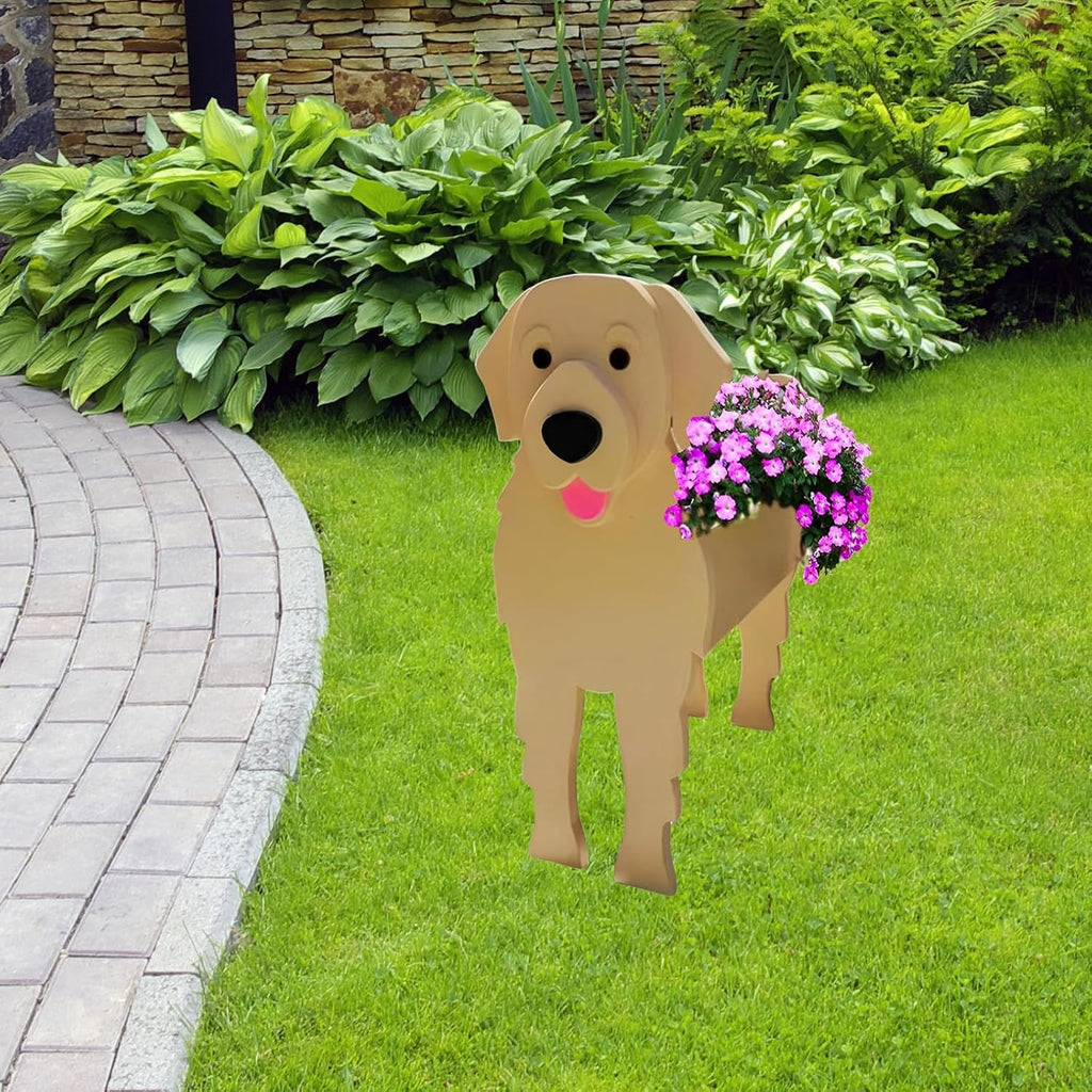 Golden Retriever Dog Planter Pots, Animal Shaped Flower Pot | Cute Plant Gift for Women and Pet Lovers, Indoor Outdoor