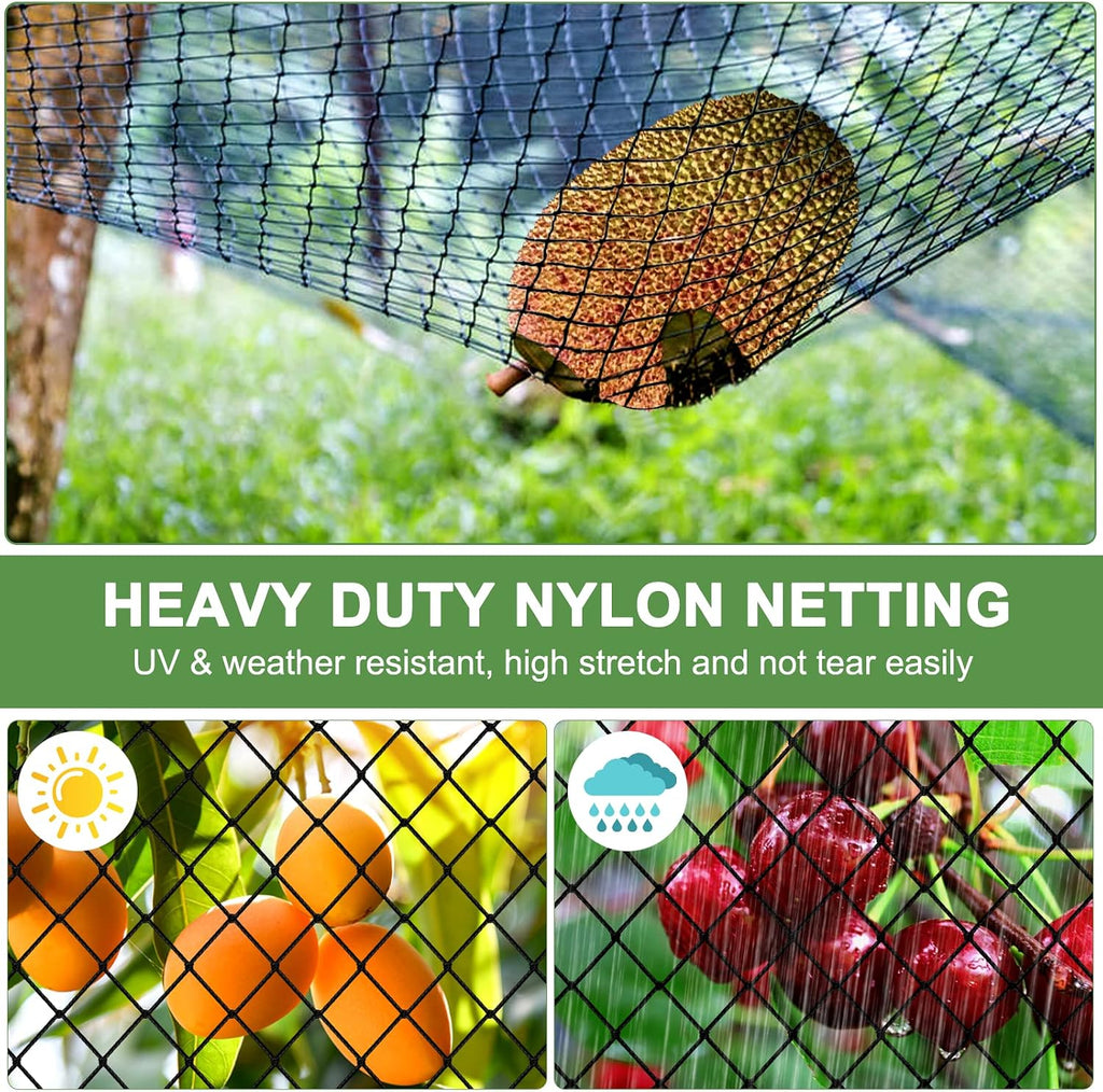 Bird Netting 25'x100' Heavy Duty Nylon Net with 2" Mesh, Garden Netting | Poultry Netting for Chicken Coop Roof, Aviary