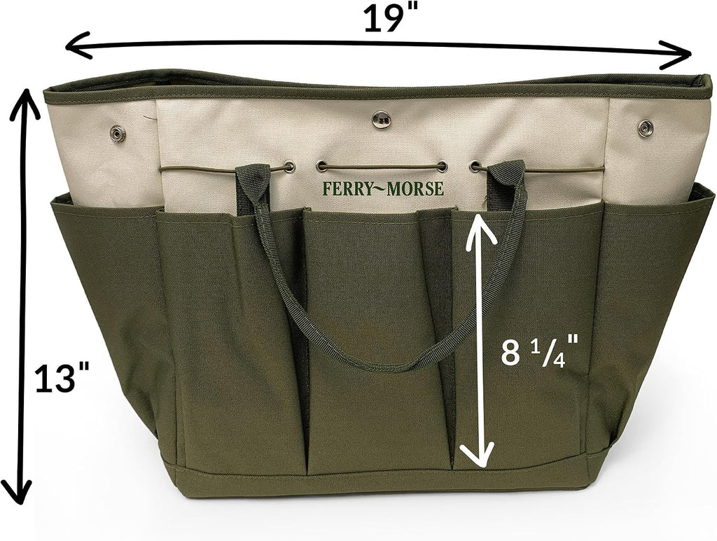 Ferry-Morse Garden Tool Bag KBAG-12-8 Pockets, Heavy Duty, Water Resistant, Tote Caddy