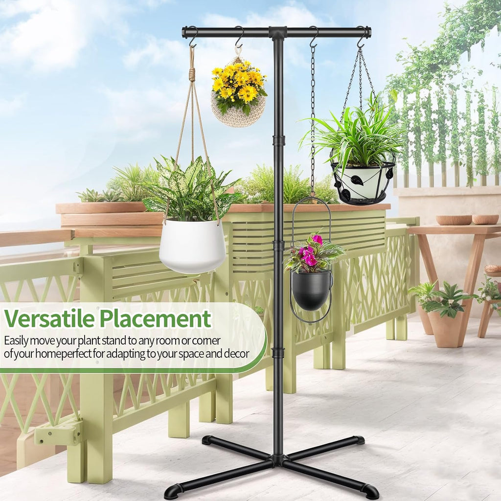 Plant Hanger Indoor, Hanging Plant Stand Heavy Duty Metal Standing Plant Hanger with 4 Hooks Hanging Plant Holder
