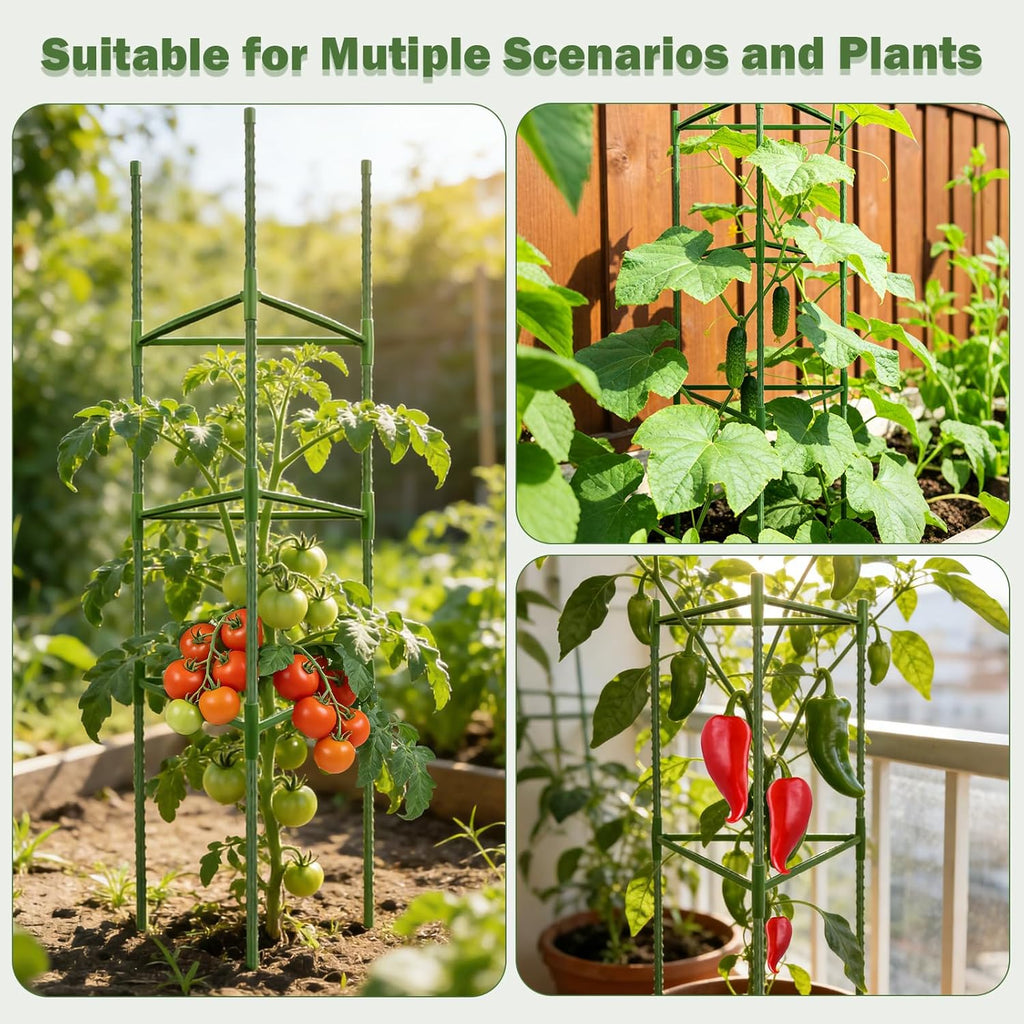 6 Pack 48 Inch Tomato Cages for Garden Plant Supports | Tomato Trellis for Potted Plants, Garden Plant Support Stakes