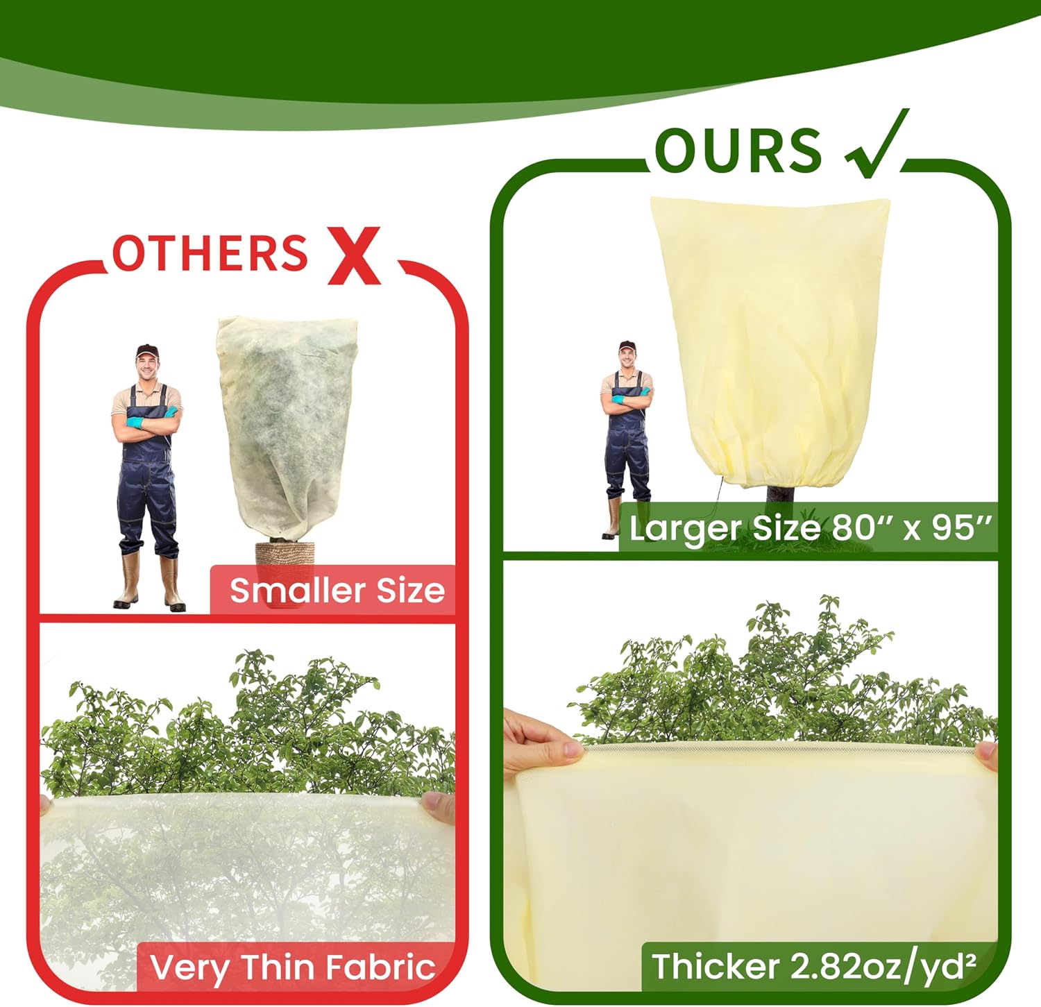 TCBWFY 95x80inches Huge Plant Covers Freeze Protection Frost Cloth for Outdoor Plants,2.82oz/yd² Thickened Winter Tree