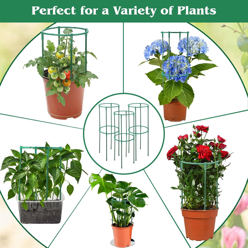 100 Pcs Plant Support Stake 5.9" W X 9.8" H Half Round Plant Cage Stackable Garden Flower Support for Indoor Outdoor