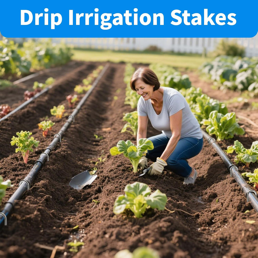 MySit 6 Inch 100 Pack U Shaped Galvanized Drip Irrigation Stakes 11 Gauge | Heavy Duty Landscape Staples Garden Stakes