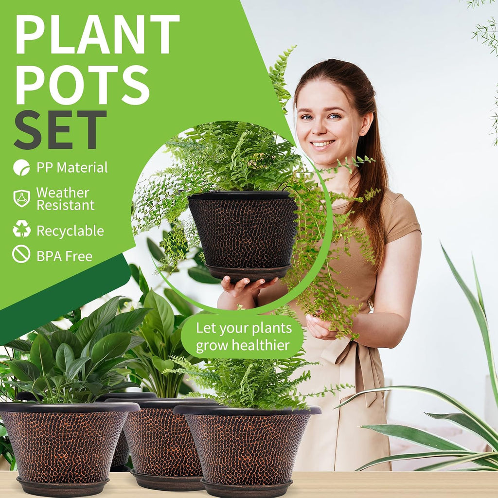 Quarut 12 Inch Pots for Plants,4 Pack Large Flower Pots with Drainage Hole | Modern Planters for Indoor Outdoor