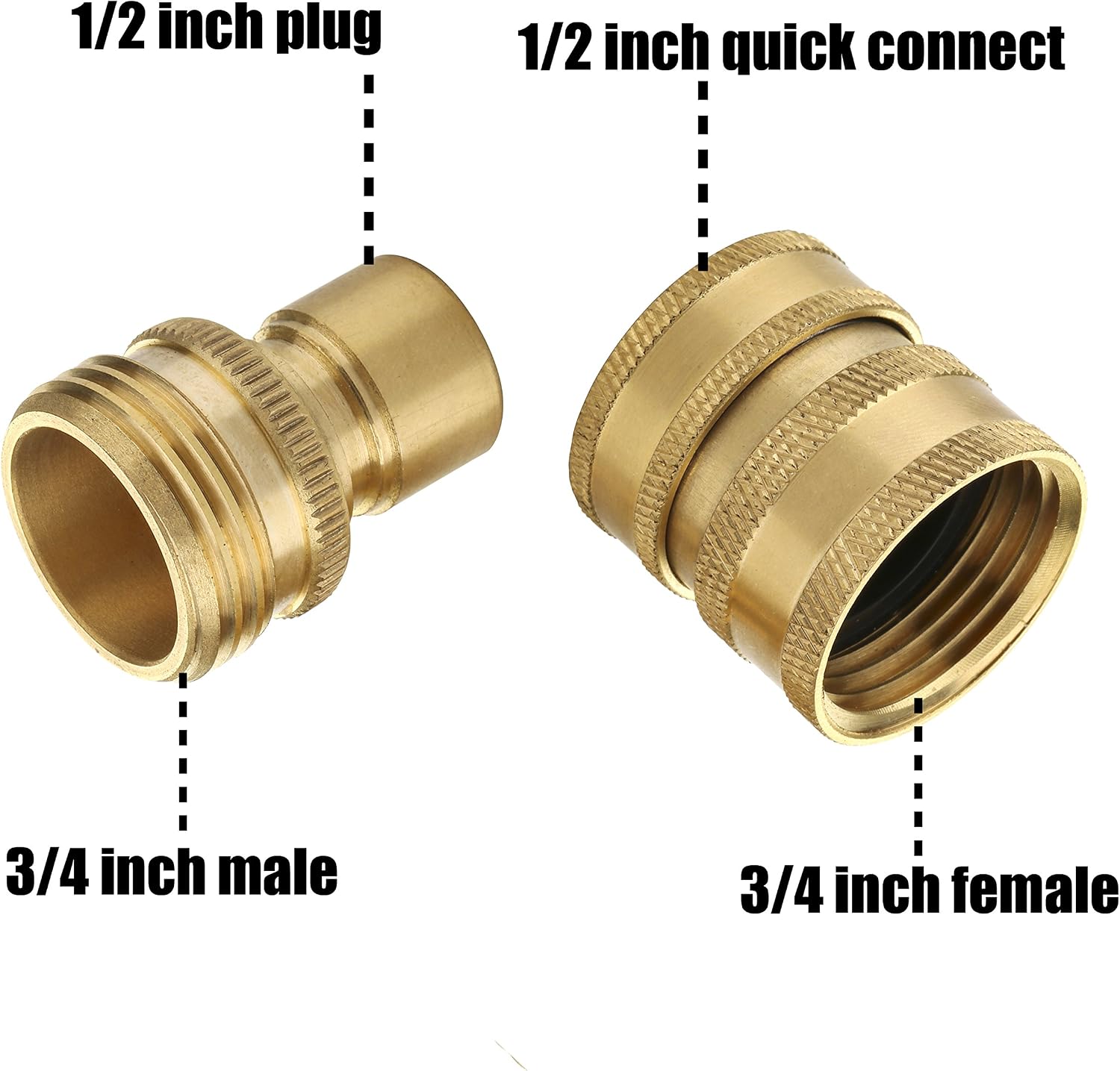 M MINGLE Heavy Duty Brass Garden Hose Shut Off Valve, Garden Hose Quick Connect Fittings