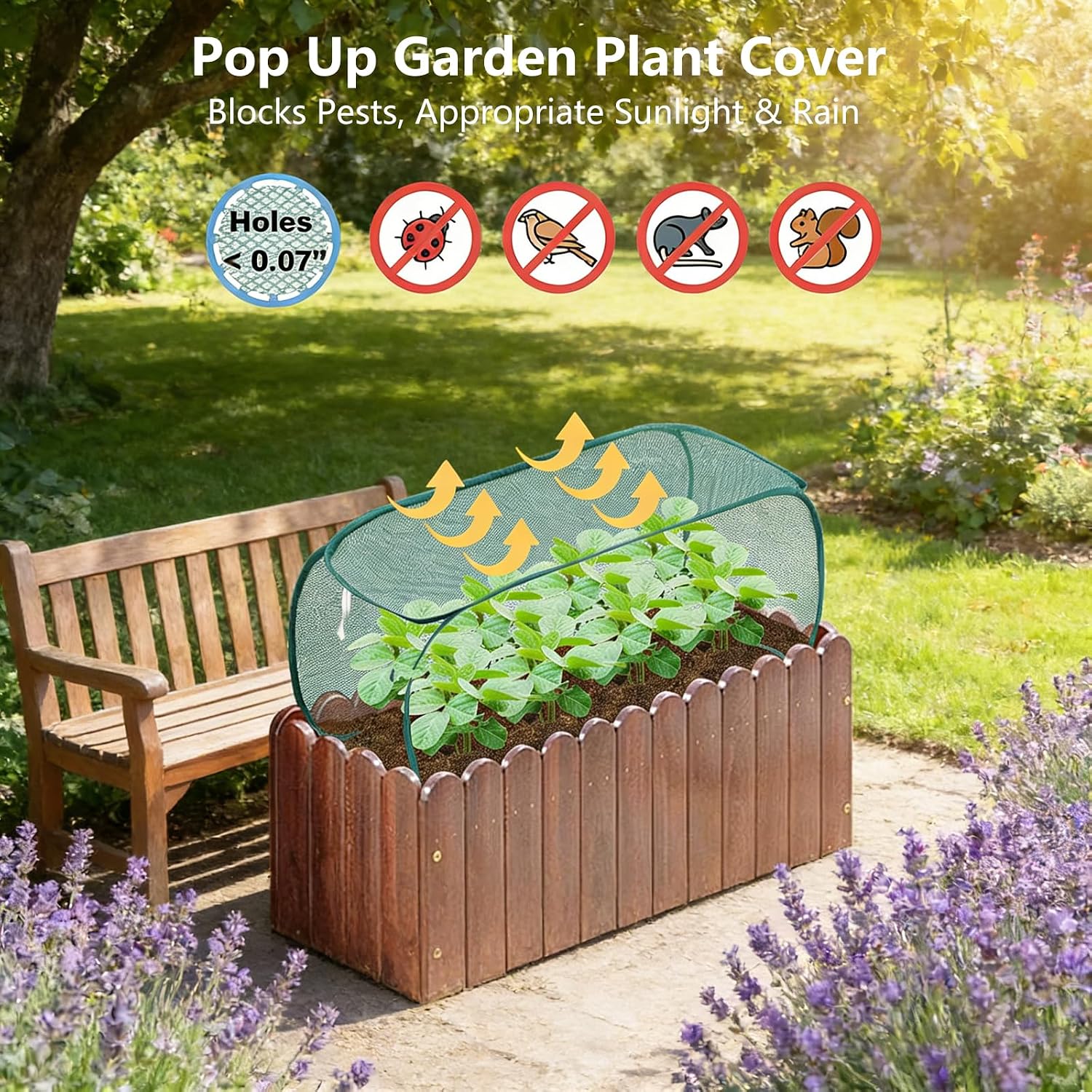 4 Pcs 39"*18"*16" Pop Up Garden Plant Covers for Raised Bed | Mesh Plant Protector,Net Cage Plant Guard for Fruits