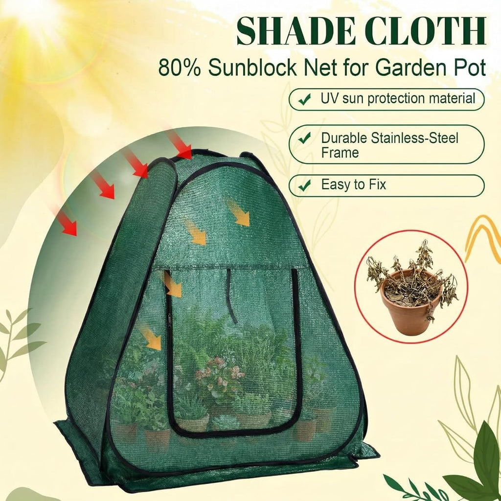 4 Pack 28" x 28" x 32" Pop up Plant Covers with Zipper Door and Stakes, Garden Netting, Crop Cage Against Birds, Small