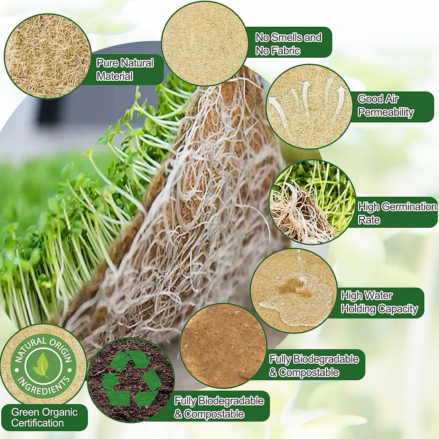 1Roll 10" X 236" Microgreen Growing Mat Hemp Fiber Grow Mats Microgreens Growing Kit Jute Hydroponic Pads Indoor