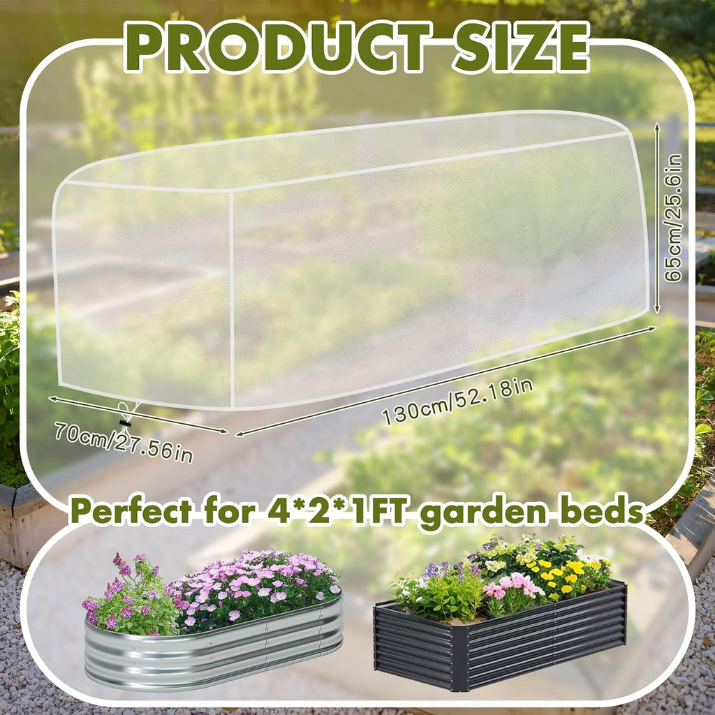 Woanger 3 Pcs Garden Netting for Raised Beds 2x4 Fine Mesh Raised Beds Garden Bug Netting Pest Barrier Screen with