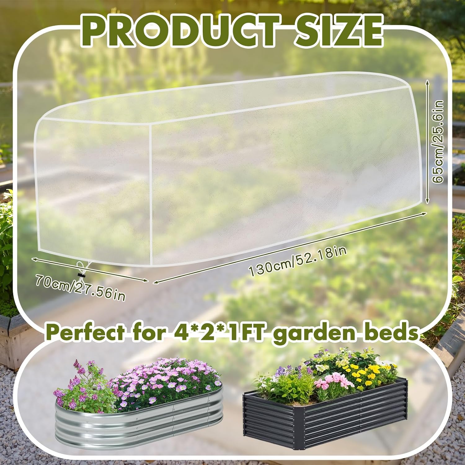 Woanger 3 Pcs Garden Netting for Raised Beds 2x4 Fine Mesh Raised Beds Garden Bug Netting Pest Barrier Screen with