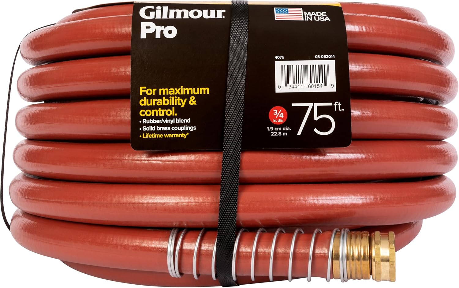 Gilmour Pro Commercial 3/4" x 75' Heavy Duty Water Hose, Durable and Kink Resistant 75 ft Garden Hose | 400 PSI burst