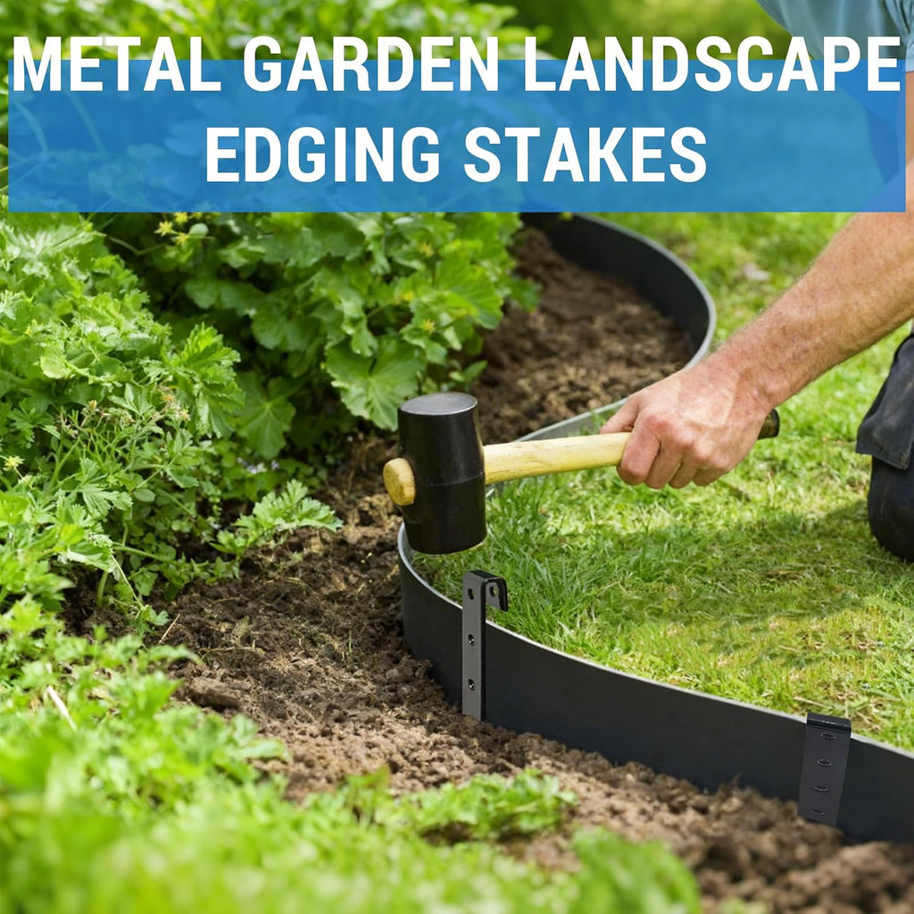 20Pcs Landscape Edging Garden Stakes,10 Inch Metal Garden Stakes,Fence Stakes,Metal Stakes for Edging,Terrace