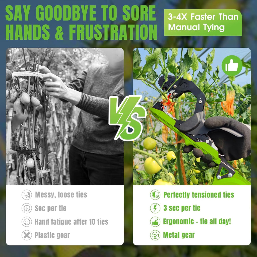 SWANSOFT Plant Tying Machine, Come with 10000pcs Staples 20 Rolls (Green) | Lightweight Plant Vine Tying Tape Machine