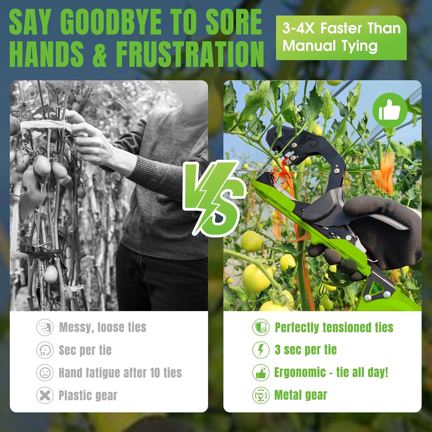 SWANSOFT Plant Tying Machine, Come with 10000pcs Staples 20 Rolls (Green) | Lightweight Plant Vine Tying Tape Machine