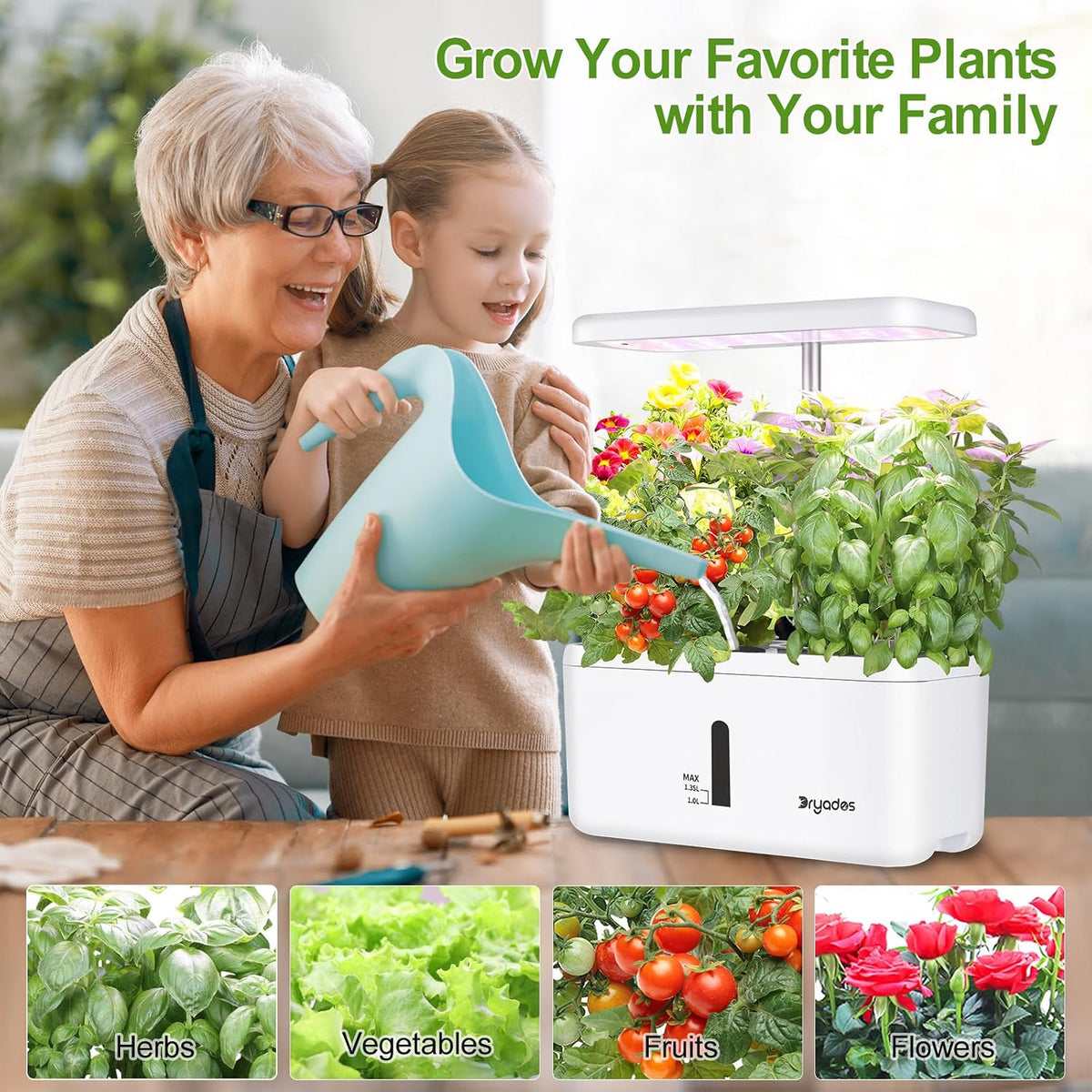 Indoor Garden System 19 Watt LED Growing Light Upgrade 2 Self-Watering Soil-Cultivated Growing Pots Gardening Gifts for