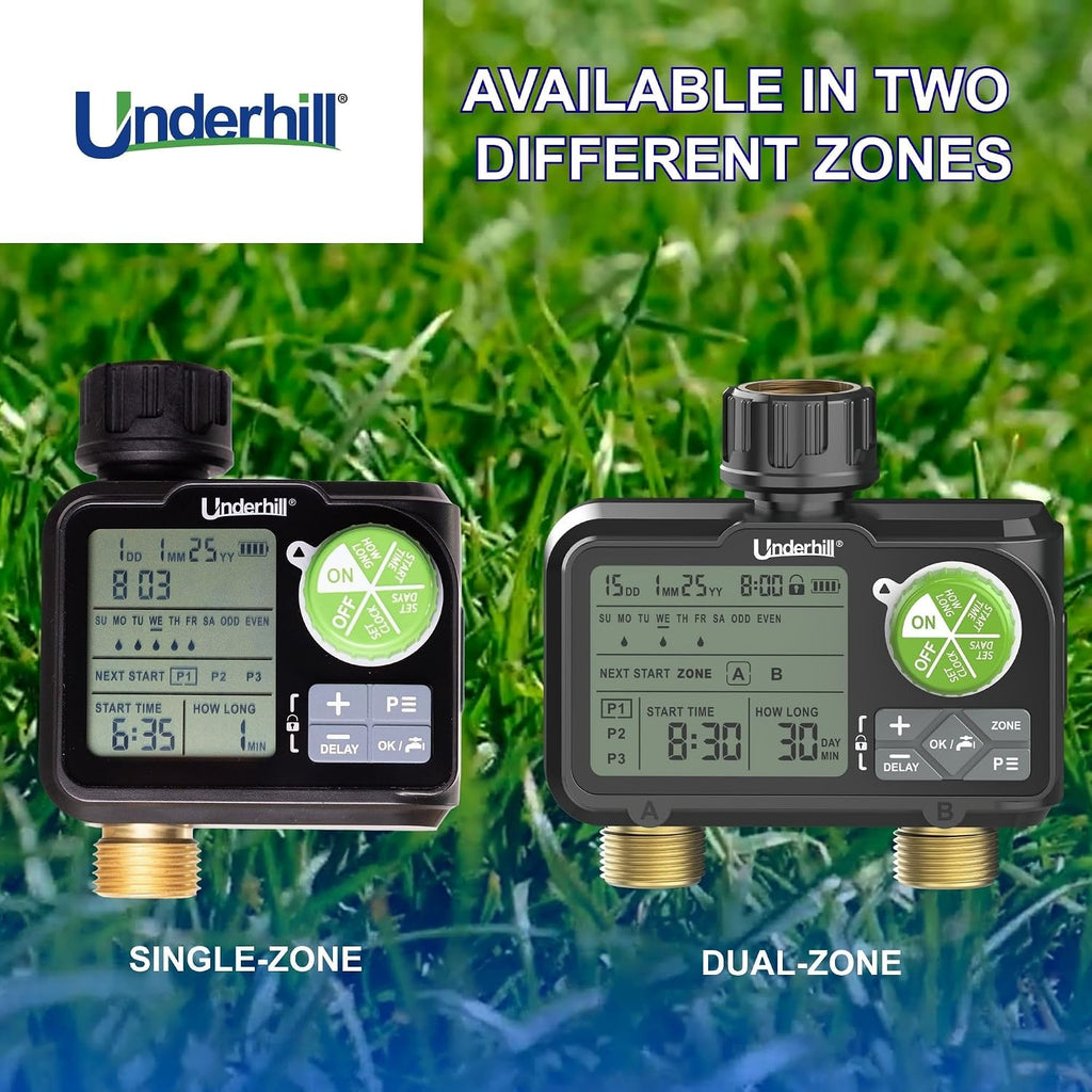 AquaVision Digital Hose Timer, Dual Zone Automatic Garden Water Timer with LCD Display, Programmable Irrigation