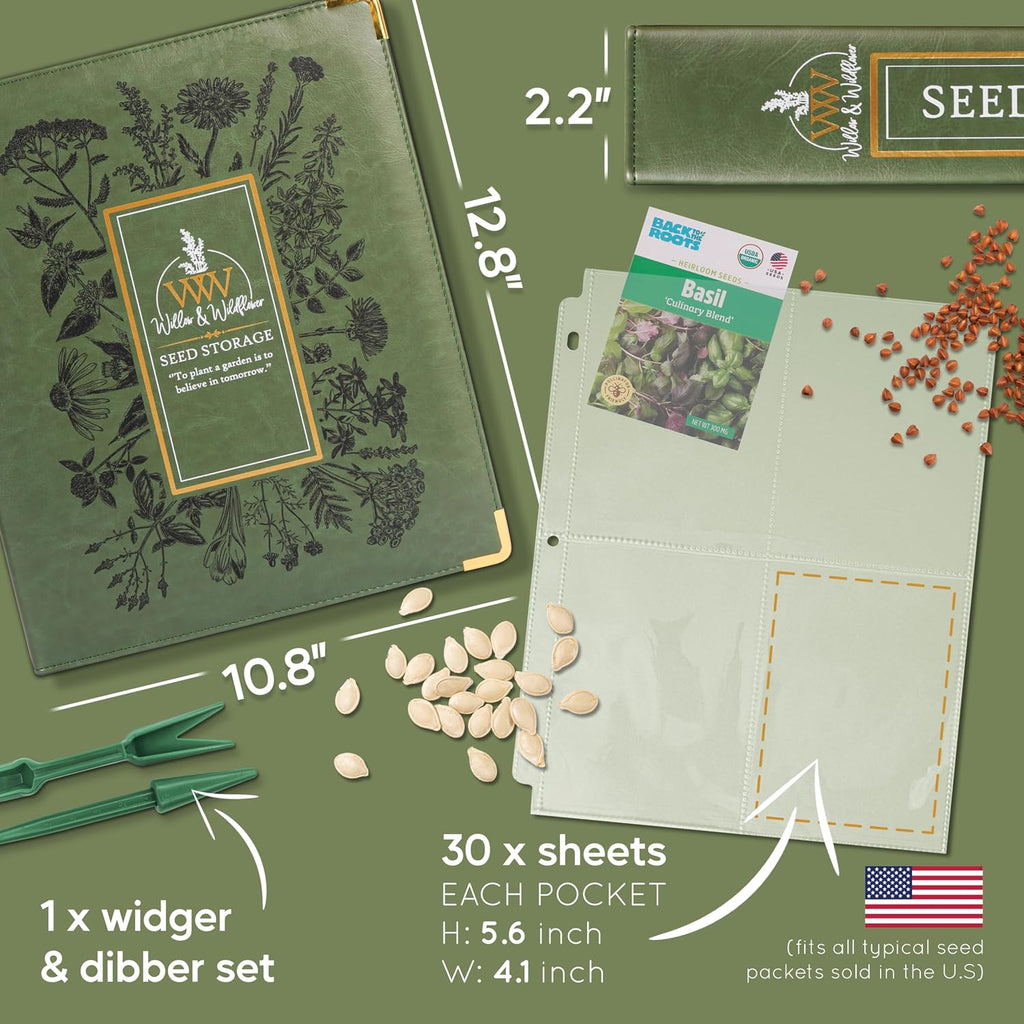 Create-ables Willow and Wildflower Garden Seed Organizer Binder, Seed Storage Organizer, Garden Binder Book for Packet