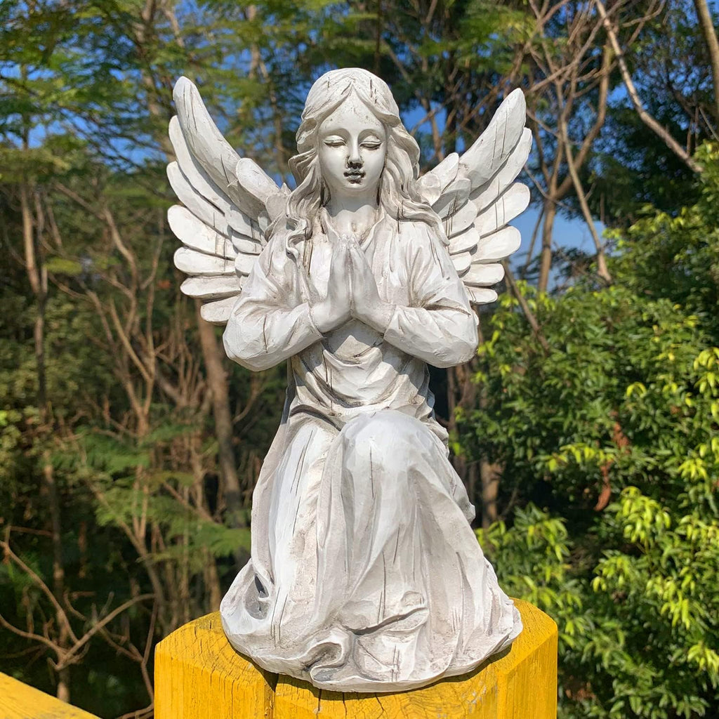 Praying Angel Garden Statue, Religious Fairy Sculpture Waterproof Decorative Figurine Art Decor for Patio, Lawn, Yard