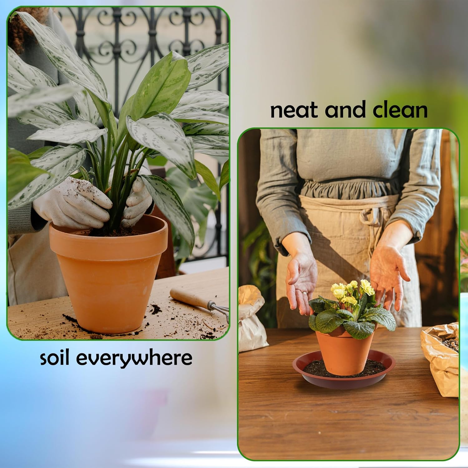 4 Pack 16 Inch Round Plant Saucers for Less 14 Inch Pot Indoors Outdoors Plant Trays for Pots Planter Saucer Plastic