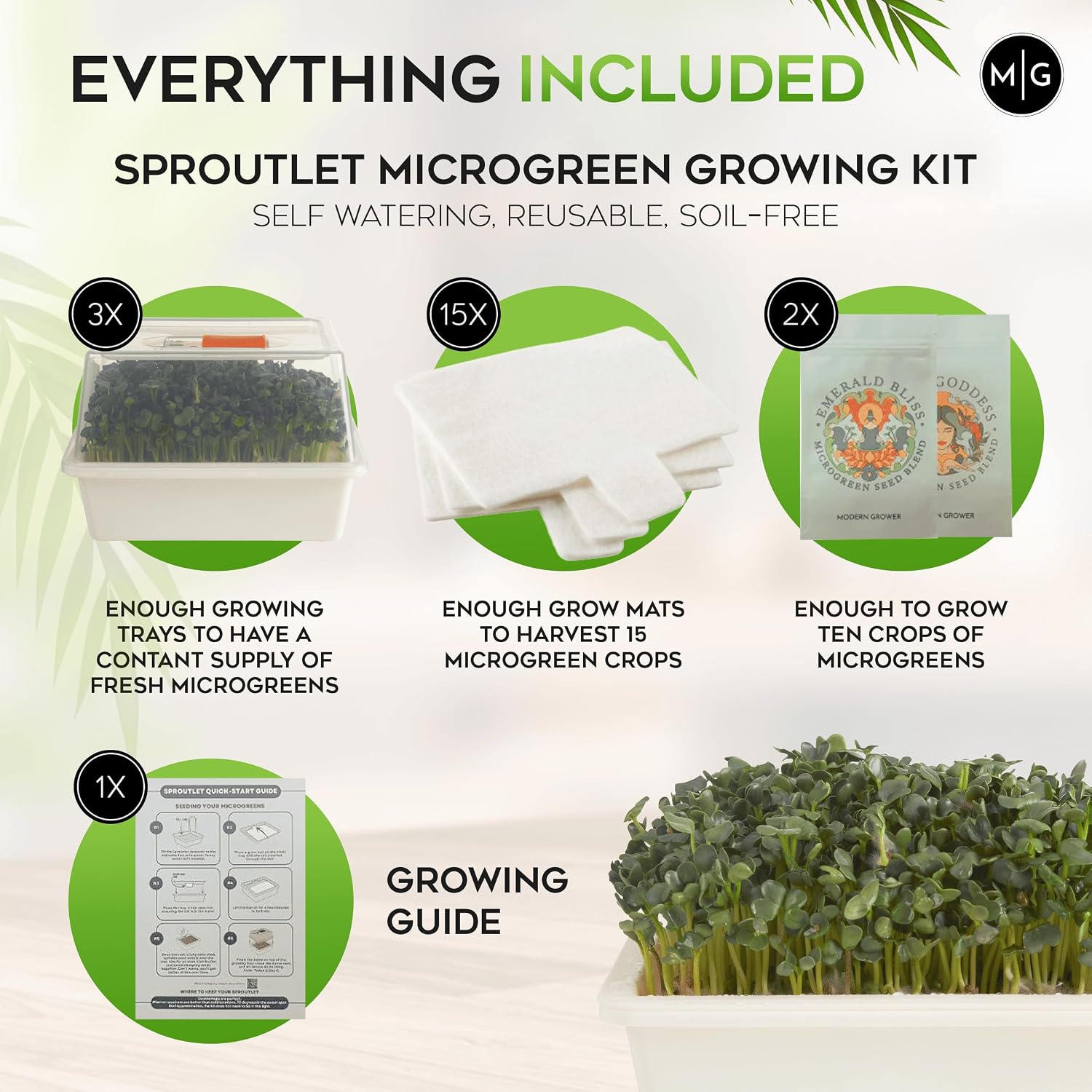 Sproutlet Self-Watering Microgreens Growing Kit – Easy Indoor Garden for Fresh Microgreens in Days – Reusable Trays