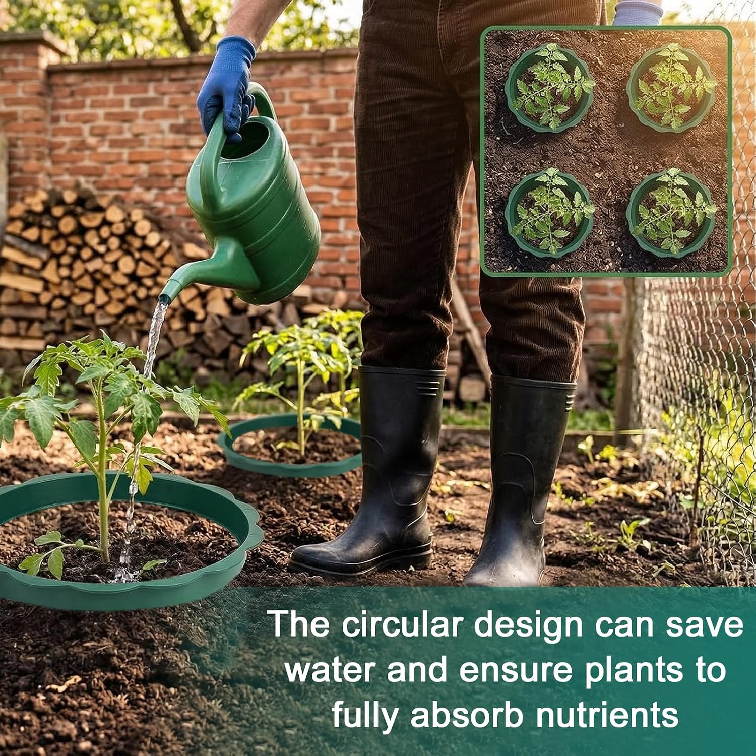 6 Pcs 10 Inch Planting Grow Rings, Planting Protective Edging,Plant Support Rings Deep Watering, Weed Blocking Round