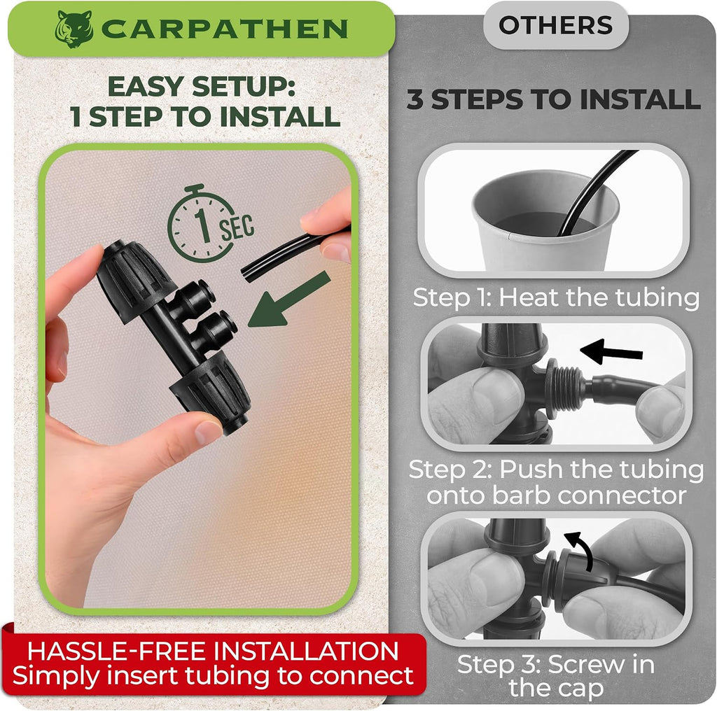 Drip Irrigation Parts - Set 18PCS 1/2 and 1/4 inch Fittings Kit for Quick Connect System - Leak Free Accessories