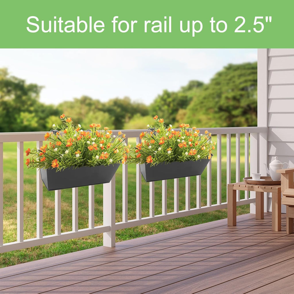 Railing Planters Outdoor Balcony 16 Inch Deck Over The Railing Planter Boxes Hanging Planters for Fence Flower 3 Pcs