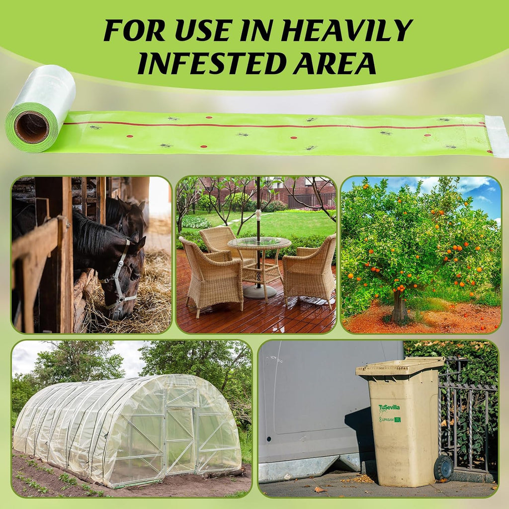 Qualirey 4 Rolls Spotted Lantern Fly Tree Tape Trap 30ft,Green | Sticky Paper for Orchard Protection, Outdoor Pest