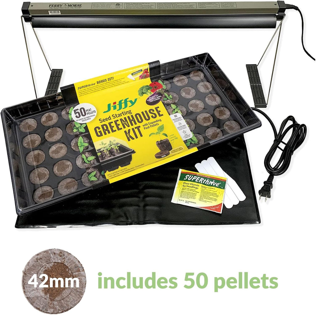 Ferry Morse Your Complete Indoor Seed Starting Kit Including Heat Mat, T5 Grow Light Fixture with 50 Cell 42mm